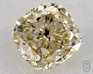 This cushion modified cut 0.64 carat Fancy Yellow color si2 clarity has a diamond grading report from GIA